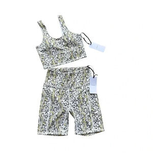 Varley lets go walker Bike Short and bra set Sz S yellow contrast Snake